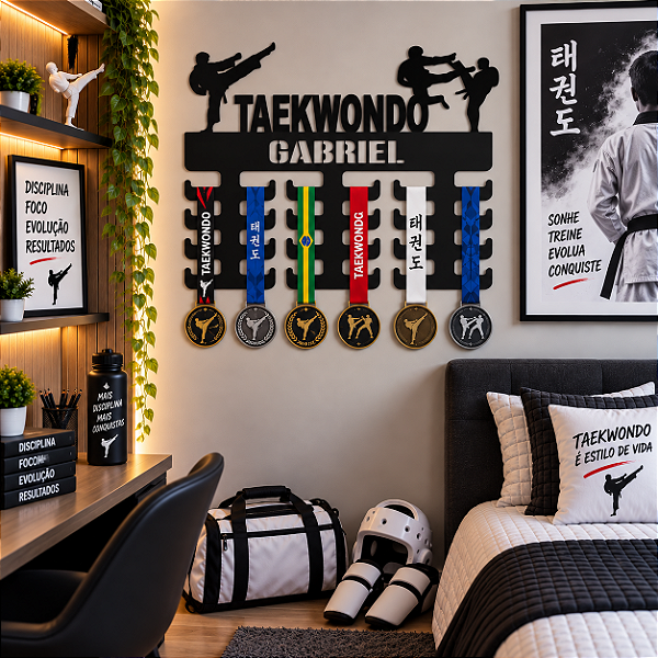 Porta Medalhas Taekwondo com Nome