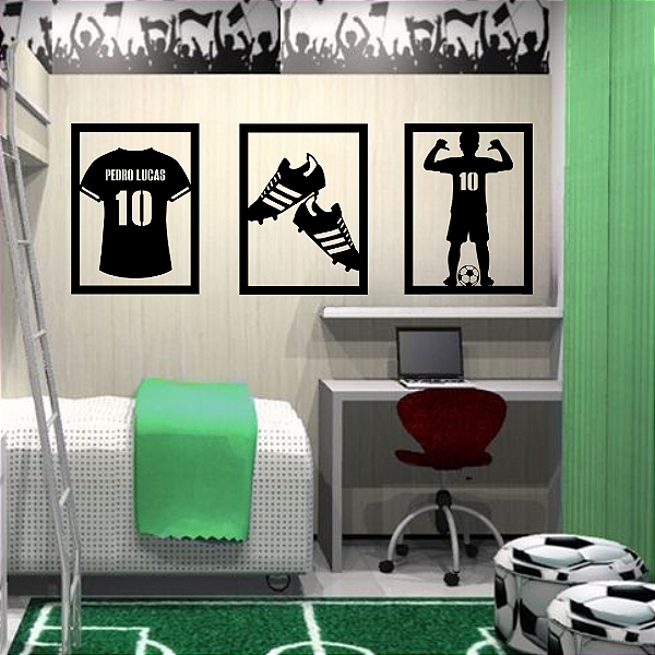 Kit de Quadros Camisa Chuteiras Menino com Nome e Número