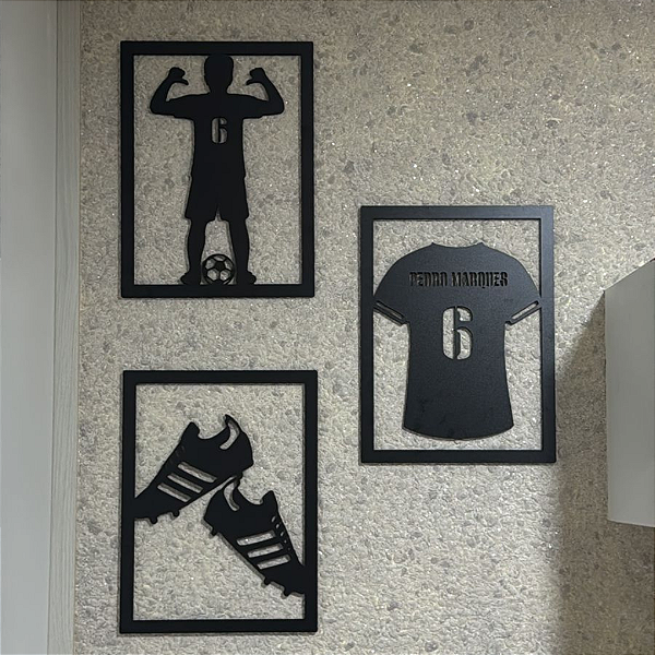 Kit de Quadros Camisa Chuteiras Menino com Nome e Número
