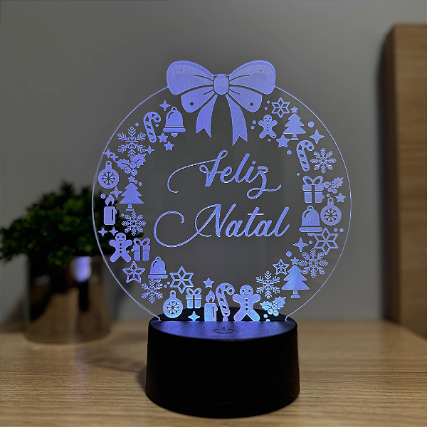 Luminária LED em Acrílico Feliz Natal