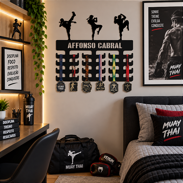 Porta Medalhas Muay Thai com Nome