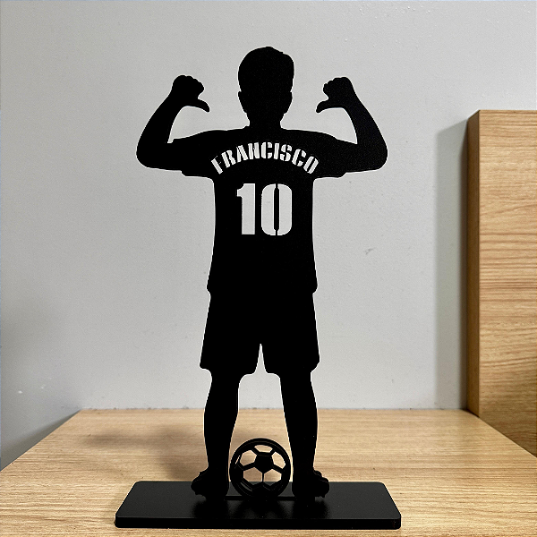 Jogador de Futebol Troféu Personalizado Nome e Número