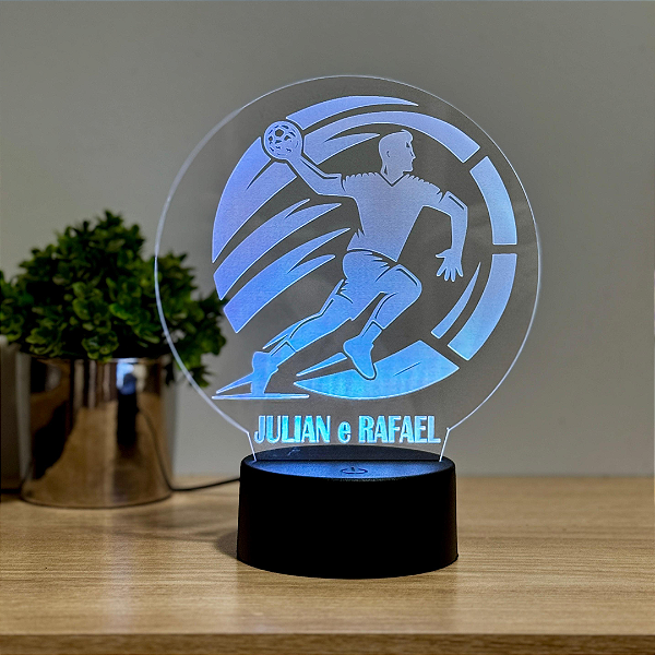 Luminária LED em Acrílico Handebol Jogador com Nome e Número