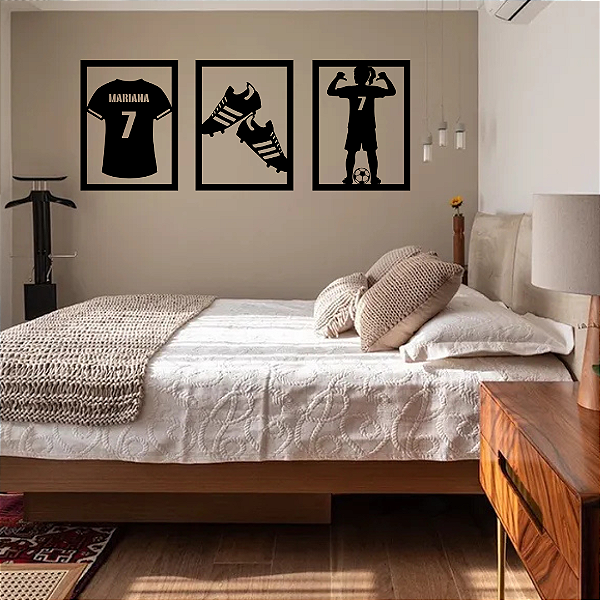 Kit de Quadros Camisa Chuteiras Menina com Nome e Número