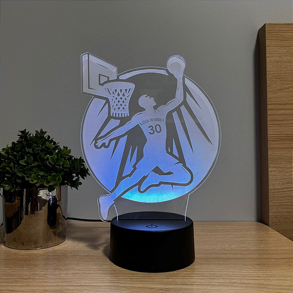 Luminária LED em Acrílico Basquete Jogador com Nome e Número