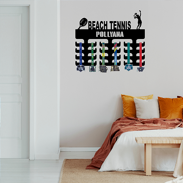 Porta Medalhas Beach Tennis Feminino com Nome