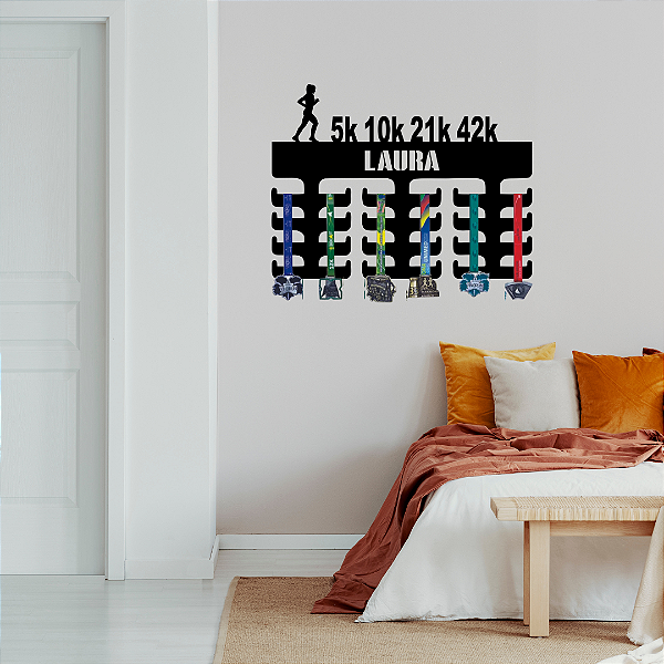 Porta Medalhas Corrida 5k10k21k42k Feminino com Nome