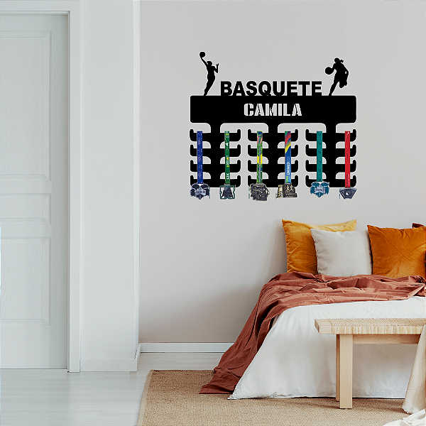 Porta Medalhas Basquete Feminino com nome