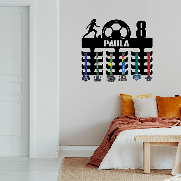Porta Medalhas Futebol Bola Feminino Nome e Número
