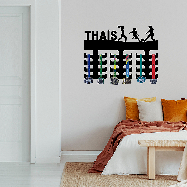 Porta Medalhas Futebol 3 Feminino com Nome