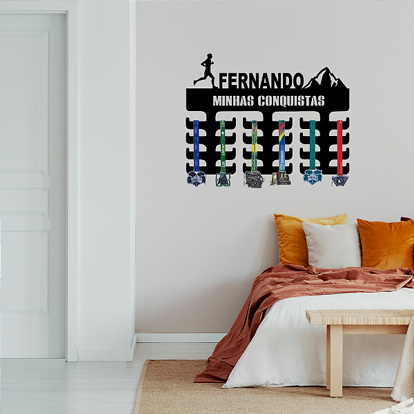 Porta Medalhas Corrida de Trilha Masculino com Nome