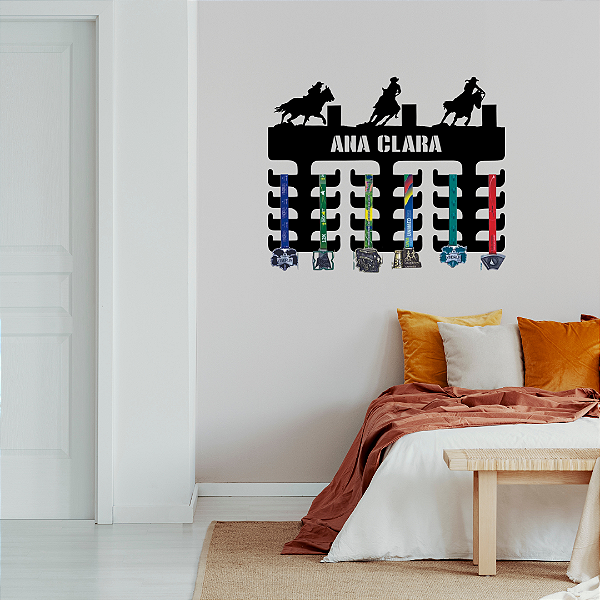 Porta Medalhas Cavalo 3 Tambores Feminino com Nome