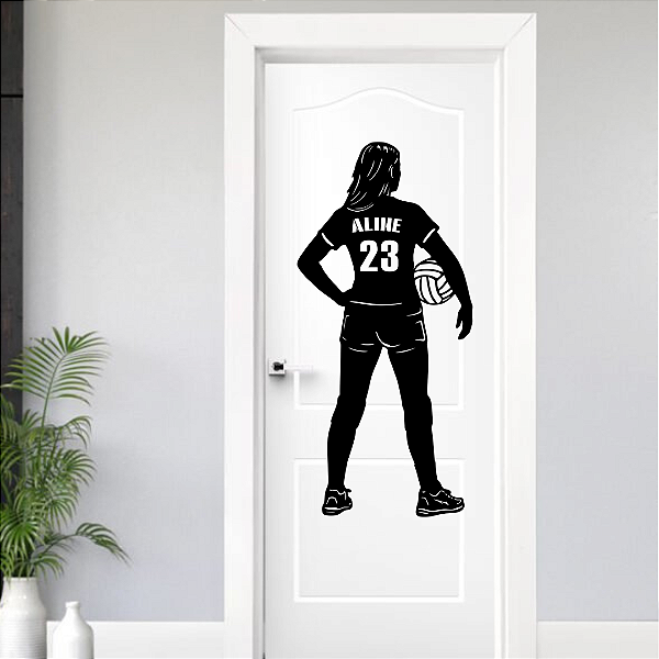 Silhueta Atleta Feminino de Vôlei Nome e Número