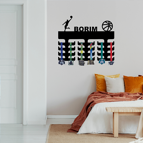 Porta Medalhas Basquete Bola Masculino com nome