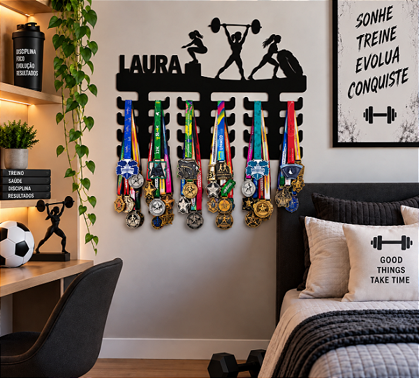 Porta Medalhas Crossfit 2 Feminino Nome