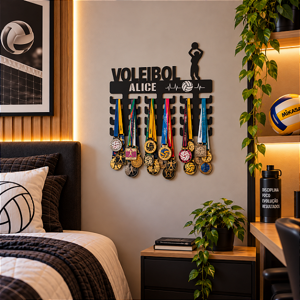 Porta Medalhas Vôlei Levantadora Feminino com Nome
