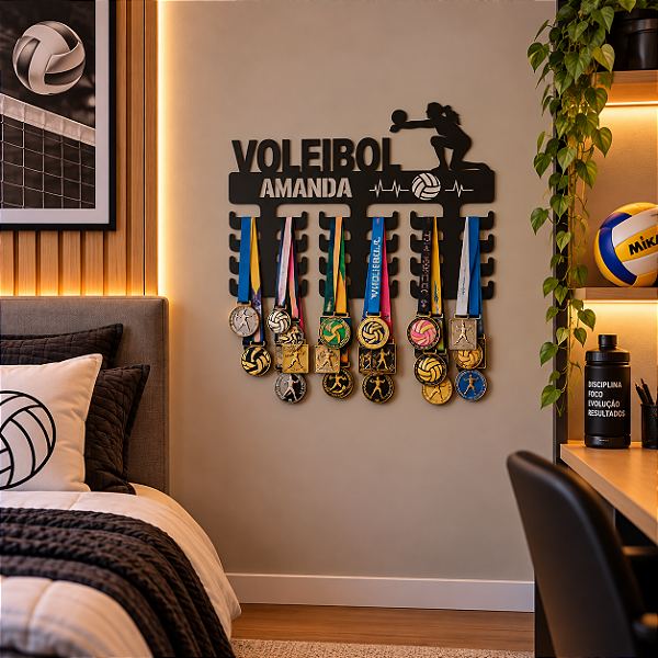 Porta Medalhas Vôlei Líbero Feminino com Nome