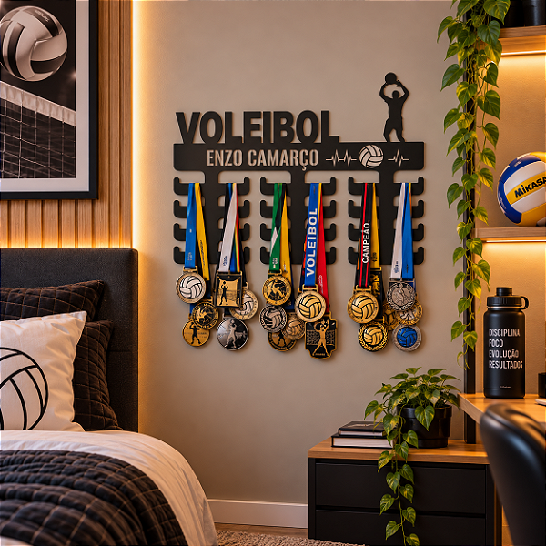 Porta Medalhas Vôlei Levantador Masculino com Nome