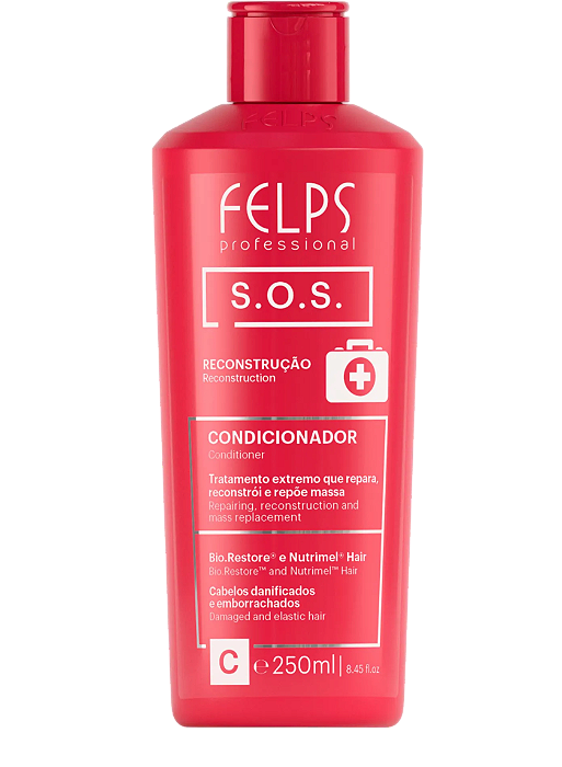 Condicionador SOS Recontrução Felps Professional - 250mL (2 unidades) grátis ampola 15 ml