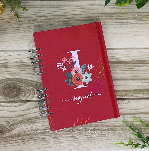 Caderno Alfabeto Floral Vermelho