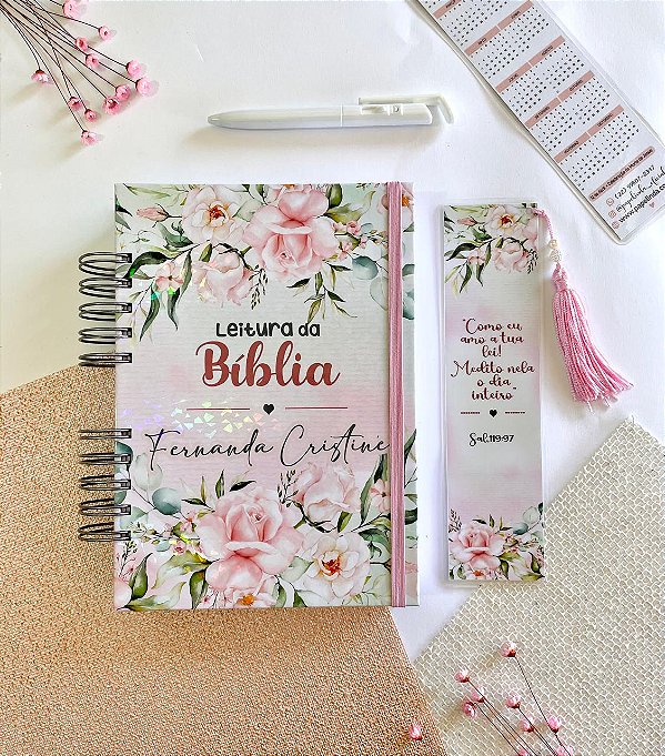 Caderno Leitura da Bíblia Floral Rosa