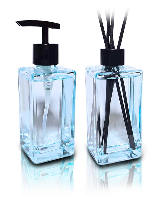 Kit Lavabo Square Luxo com Saboneteira e Difusor , Capacidade 250 ml