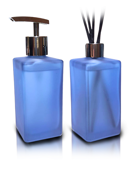 Kit Lavabo Square Luxo com Saboneteira e Difusor , Capacidade 250 ml