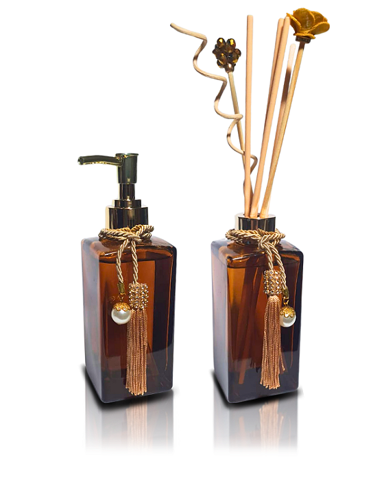 Kit Lavabo Square Luxo com Saboneteira e Difusor , Capacidade 250 ml