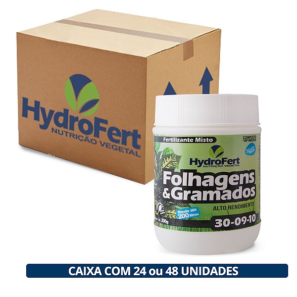 Fertilizante Folhagens e Gramados NPK 30-09-10 Hydrofert - Caixa com 24 ou 48 Unidades