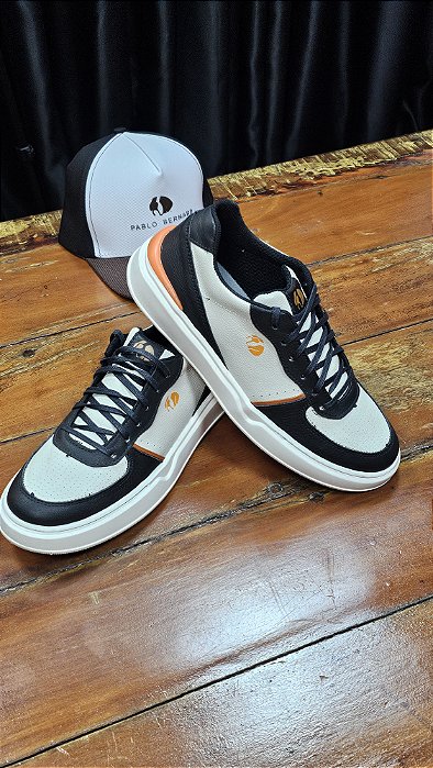 Calçado Masculino Casual Preto/Laranja