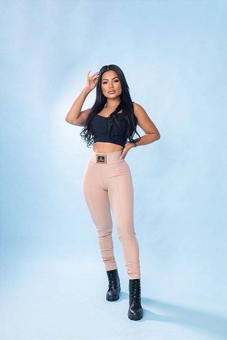 Calça Montaria Skinny Tradicional Tecido Poliamida Premium - NUDE