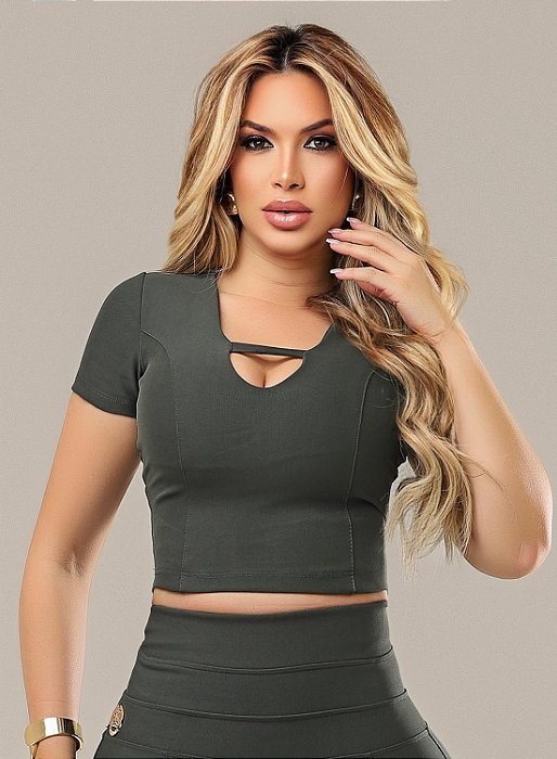 Blusa Safira Tecido de Poliamida - VERDE MILITAR