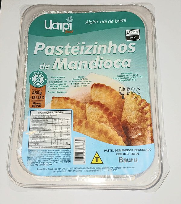 PASTÉIS DE MANDIOCA COM RECHEIO DE BAURU (15 UNIDADES) SEM GLÚTEN - 450G ⭐