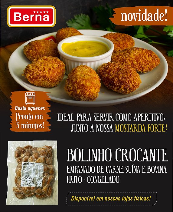 Bolinho Crocante Empanado - Suíno e Bovino 1 kg ( média de 30  unidades)