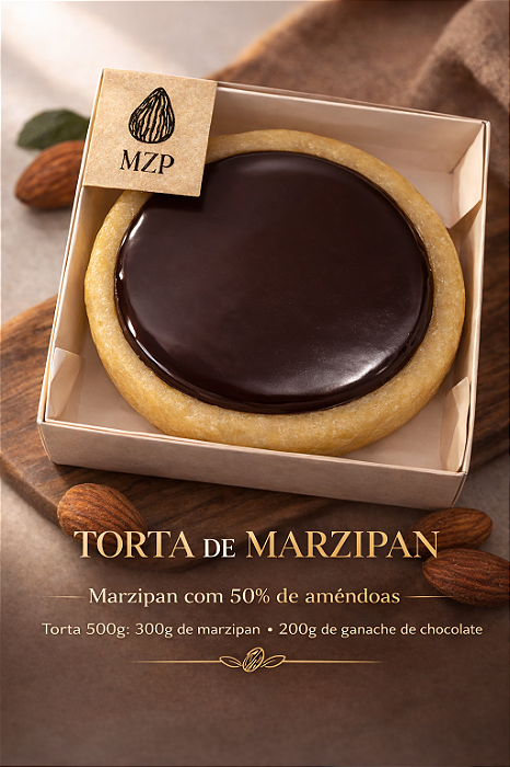 TORTA DE MARZIPAN COM GANACHE DE CHOCOLATE 500G