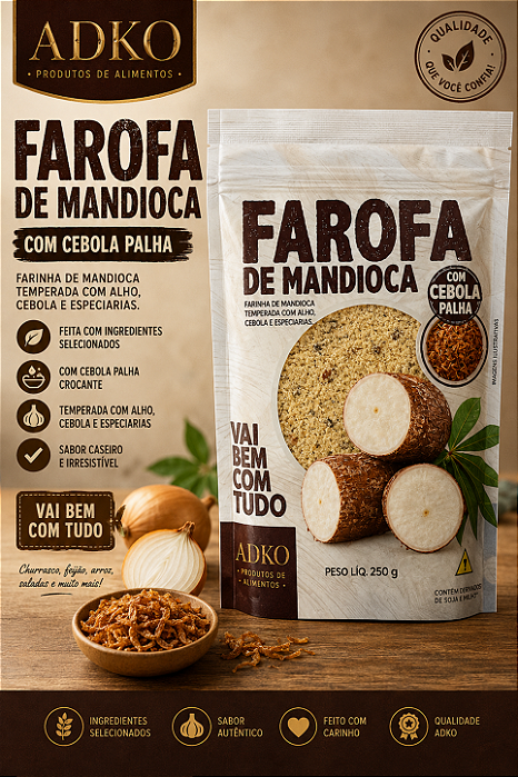 FAROFA DE MANDIOCA COM CEBOLA PALHA (ADKO) 250G