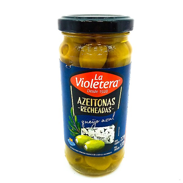 AZEITONAS ESPANHOLAS RECHEADAS C/ QUEIJO AZUL - LA VIOLETERA 130g ⭐