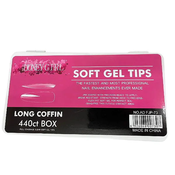 SOFT GEL TIPS ALMOND ALONGADA 440UNID HONEY GIRL