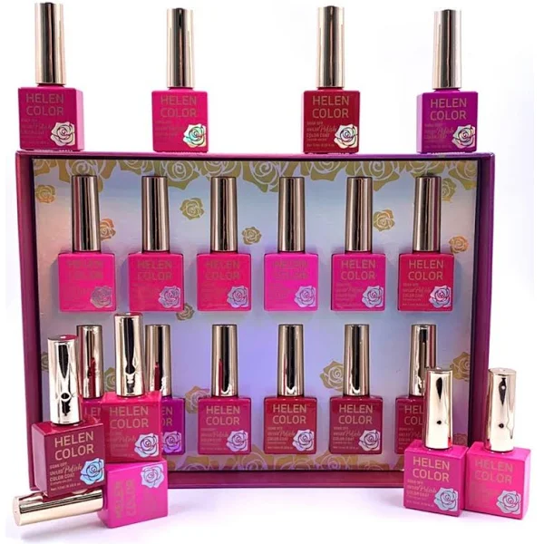 Kit 12 Cores Coleção Rosa Glamour 12ml Helen Color