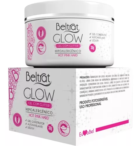 Gel Glow Glitter Hot Pink Hard 30g Beltrat