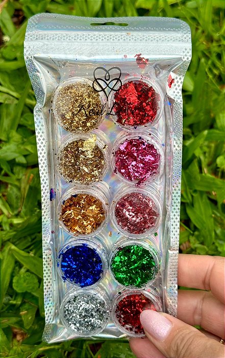 KIT FOLHA DE OURO 10 CORES