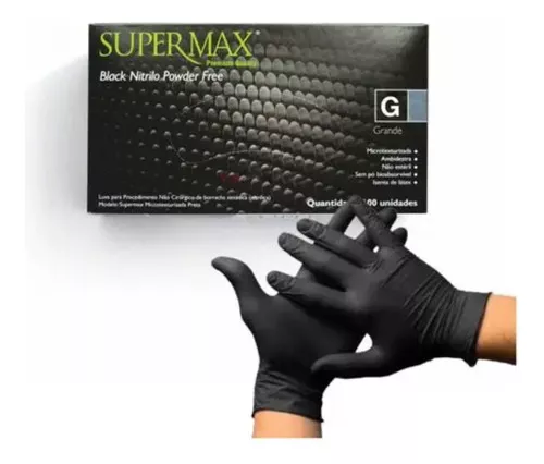 Luva Nitrílica sem Talco Preta G - Supermax