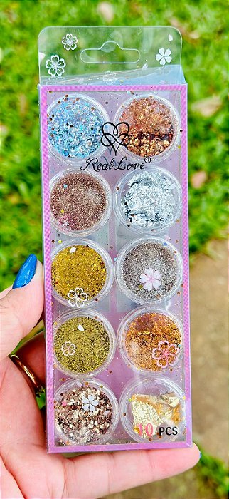 kit Glitter/Folha de Ouro 10 unidades