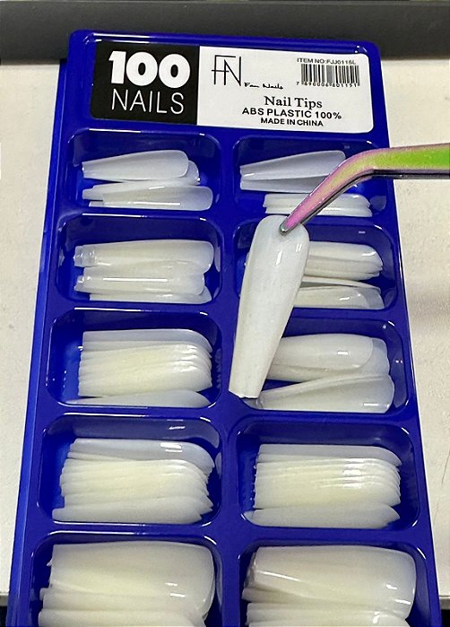 Postiça Realista Bailarina c/100 Unidades Leitosa Fan Nails