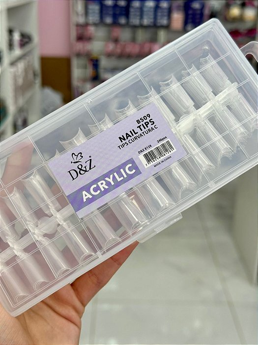 Postiça Realista Curvatura C Transparente 240Unidades D&Z BS09