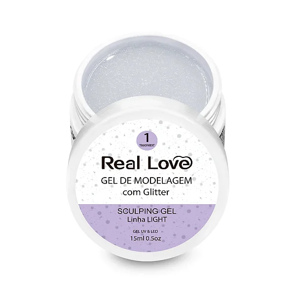 Gel Sculpting Nº 01 Transparente c/ Glitter 15ml - Real Love