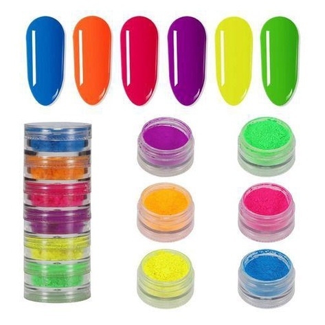 Torre Neon 06 Cores Glitter Fino Fluorescente Helen Color