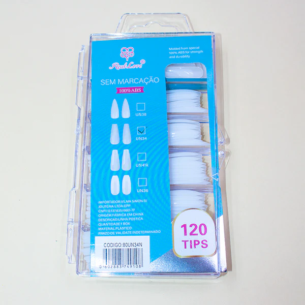 Unha Postiça Realista Para Alongamento Almond Branco 120 pçs - Real Love
