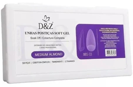 Unha Soft Gel Medium Almond c/ 500Unidades D&Z