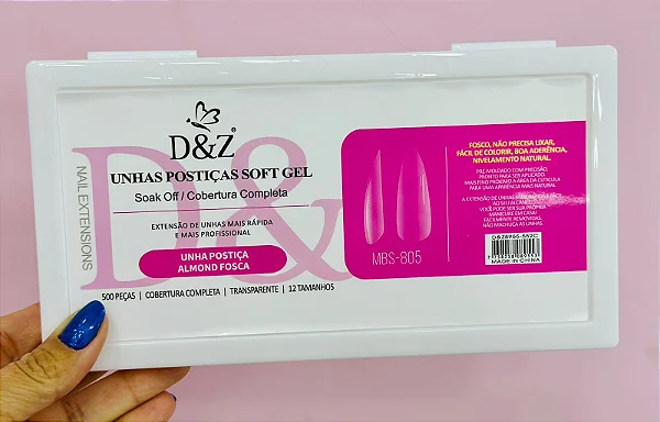 UNHA SOFT GEL 240Unidades 15 Size D&Z Almond
